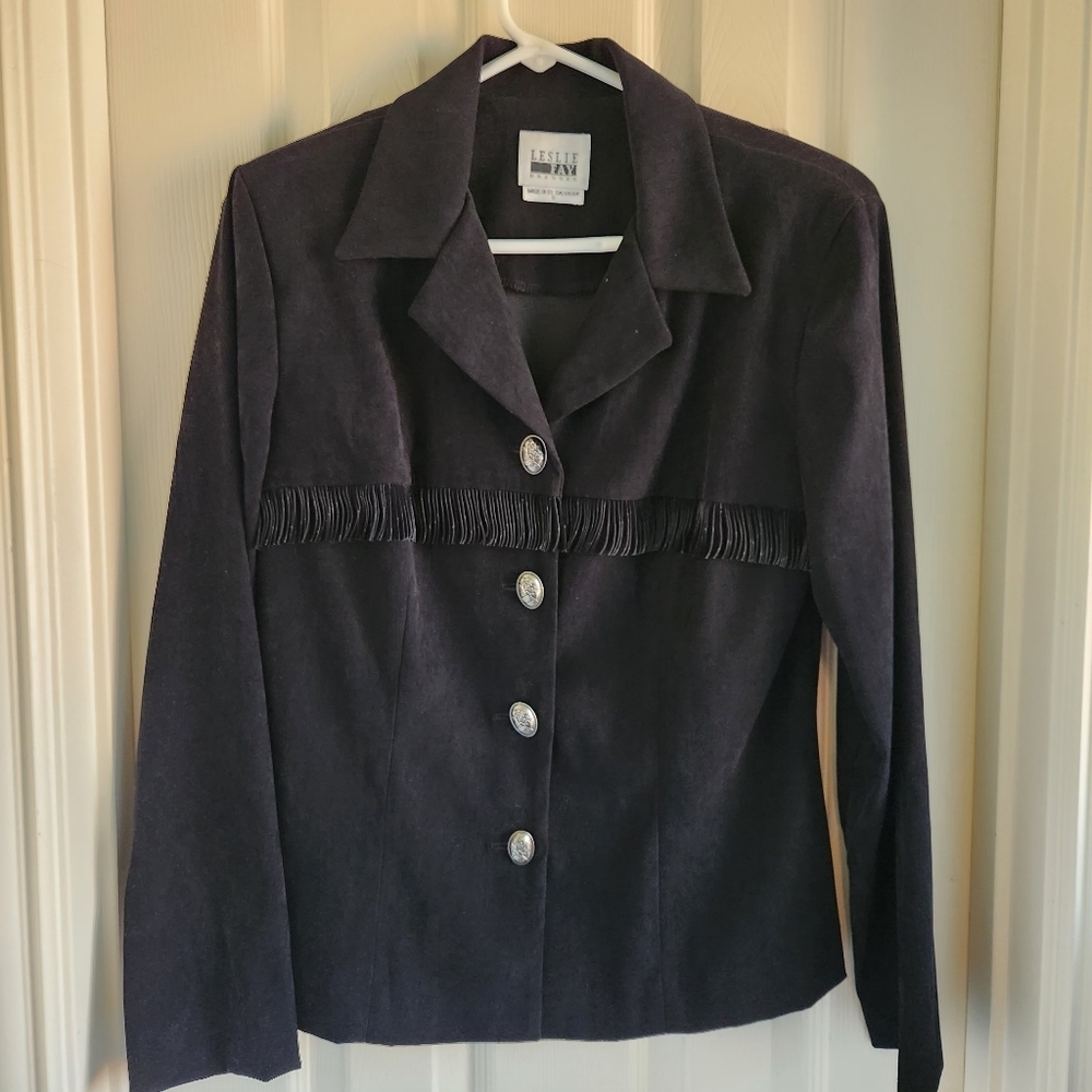 Vintage‎ Women's Size 8 Black Fringe Western Long Sleeve Jacket Cowboy Chic